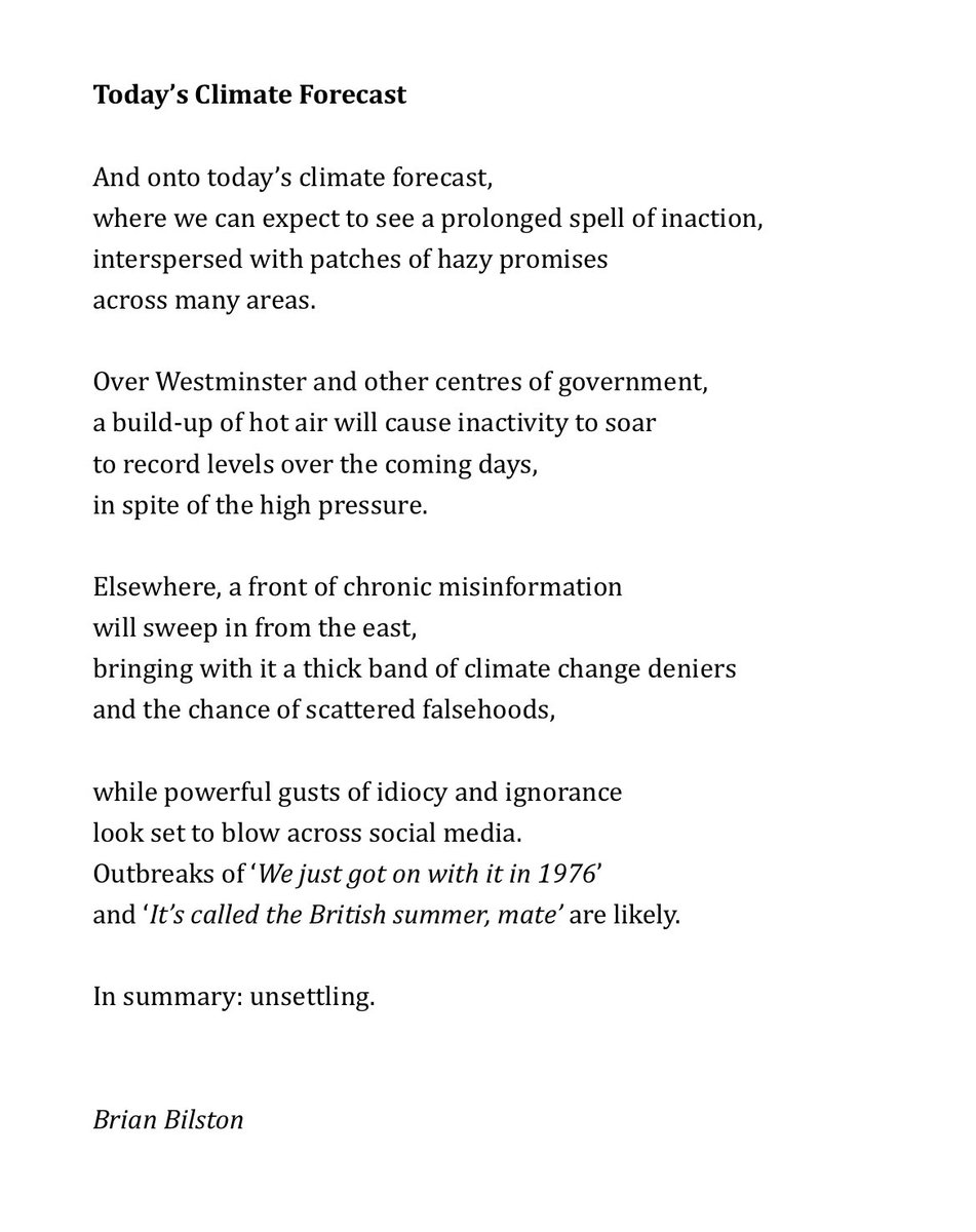 And now for today’s climate forecast …