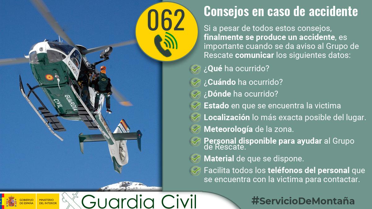 guardiacivil's tweet image. 🧗 Procura no ir sin compañía a la montaña ⛰️

▶️El grupo mínimo aconsejable es de3⃣componentes
▶️En caso de accidente, mientras una persona acompaña a la accidentada, la otra va a buscar ayuda.

#ServicioDeMontañaGC #GREIM #Rescates
#AllíDondeNosNecesites📞#O62 🆘@alertcops