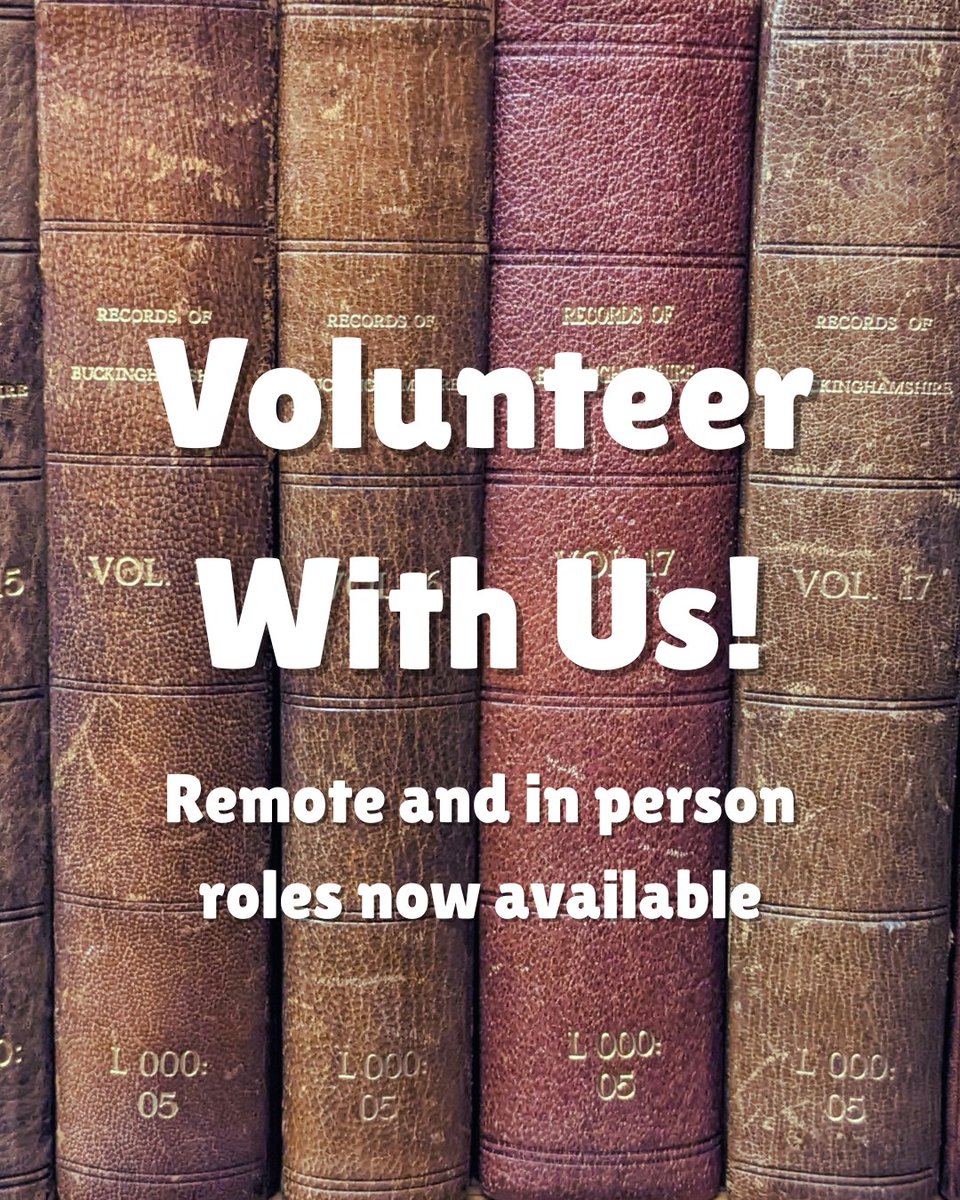 BucksArchives's tweet image. Do you care about local heritage? Do you have a few hours free each week?
We have a range of volunteering roles available in everything from collections management to conservation, in person and remote.
Interested? Email us at archives@buckinghamshire.gov.uk