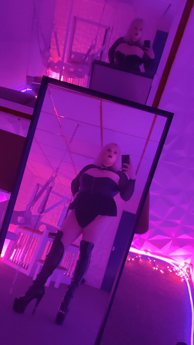 Ready and waiting for today's victim at the Dungeon <a href="/KinkMinistry/">Ministry Studios</a>. 

Tight leather corset 
Stocking sleeve top
Black velvet thong 
Snake skin leather boots
And black lipstick

They asked if I could wear black, how do you think I did ? Should of of added something else ? X