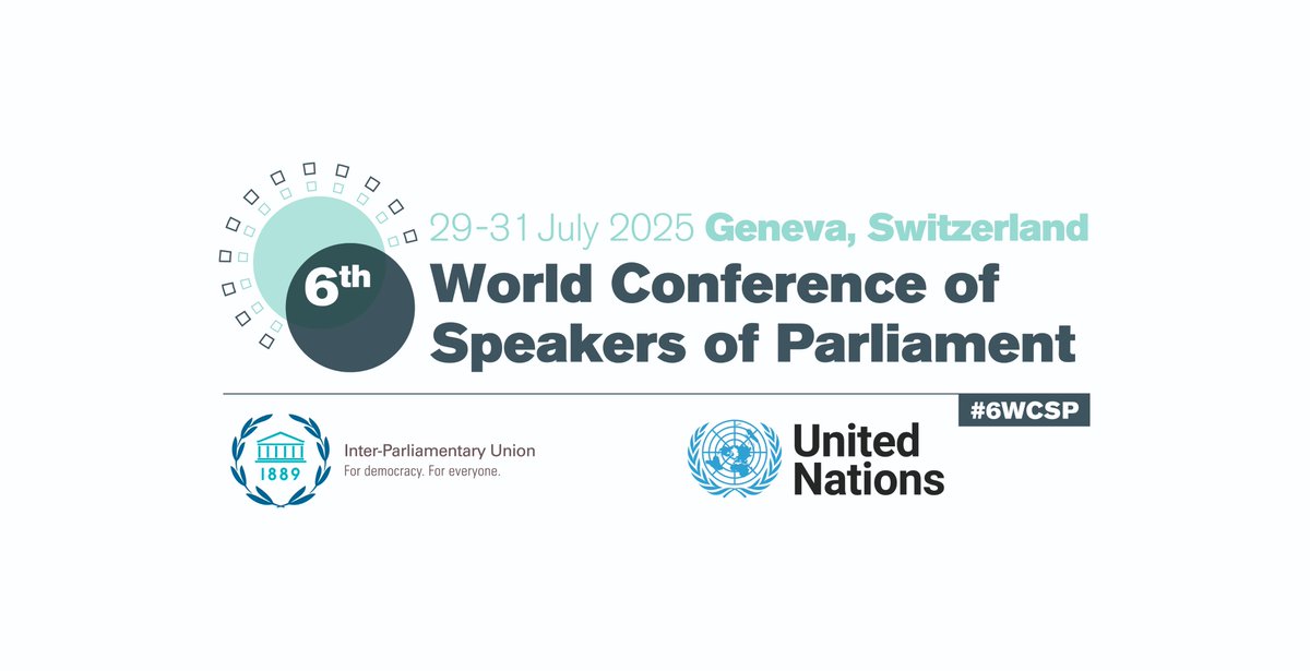 Promising to be one of the largest gatherings of its kind, the IPU's Sixth World Conference of Speakers of Parliament, organized by the #IPU/<a href="/UN/">United Nations</a>
will take place from 29-31 July in Geneva 🇨🇭
What's the schedule? 
➡️ipu.org/6WCSP 
#6WCSP