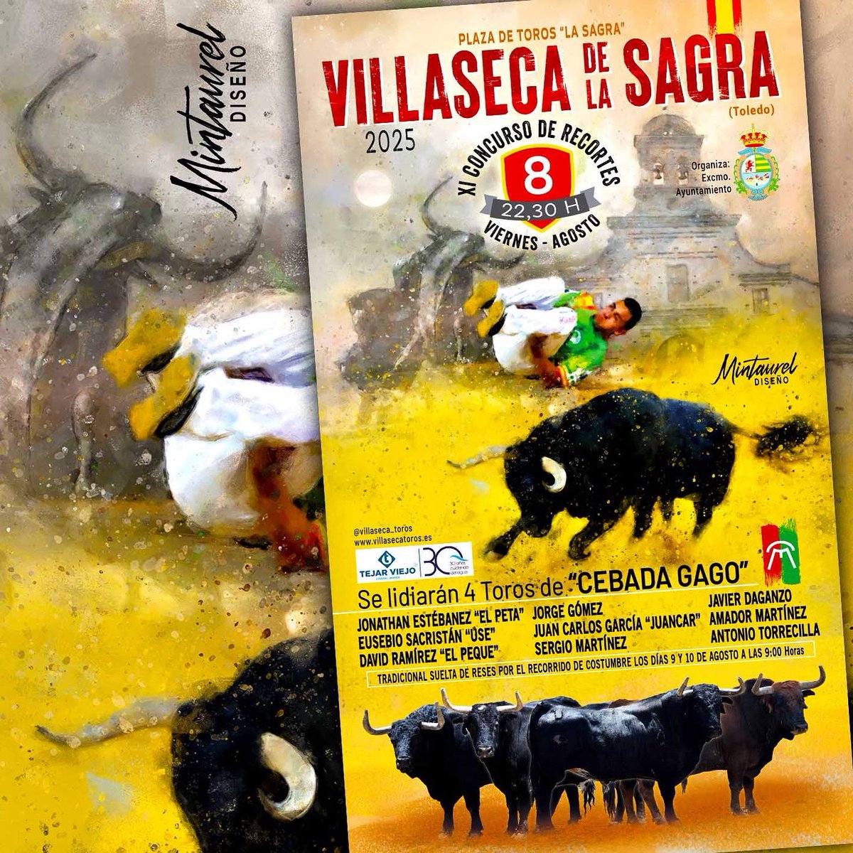 Concurso de Recortes en Villaseca de la Sagra
📅8 de agosto
🐂 Toros de la legendaria ganadería de  @hros_cebada_gago 
Valor, emoción y pureza en el coso de Villaseca de la Sagra, un referente de la tauromaquia popular.
📍 ¡No faltes a esta cita imprescindible del verano!