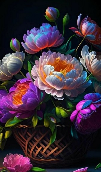 What a beautiful basket of flowers  🌹💮☀️🌷🌺💙🖤