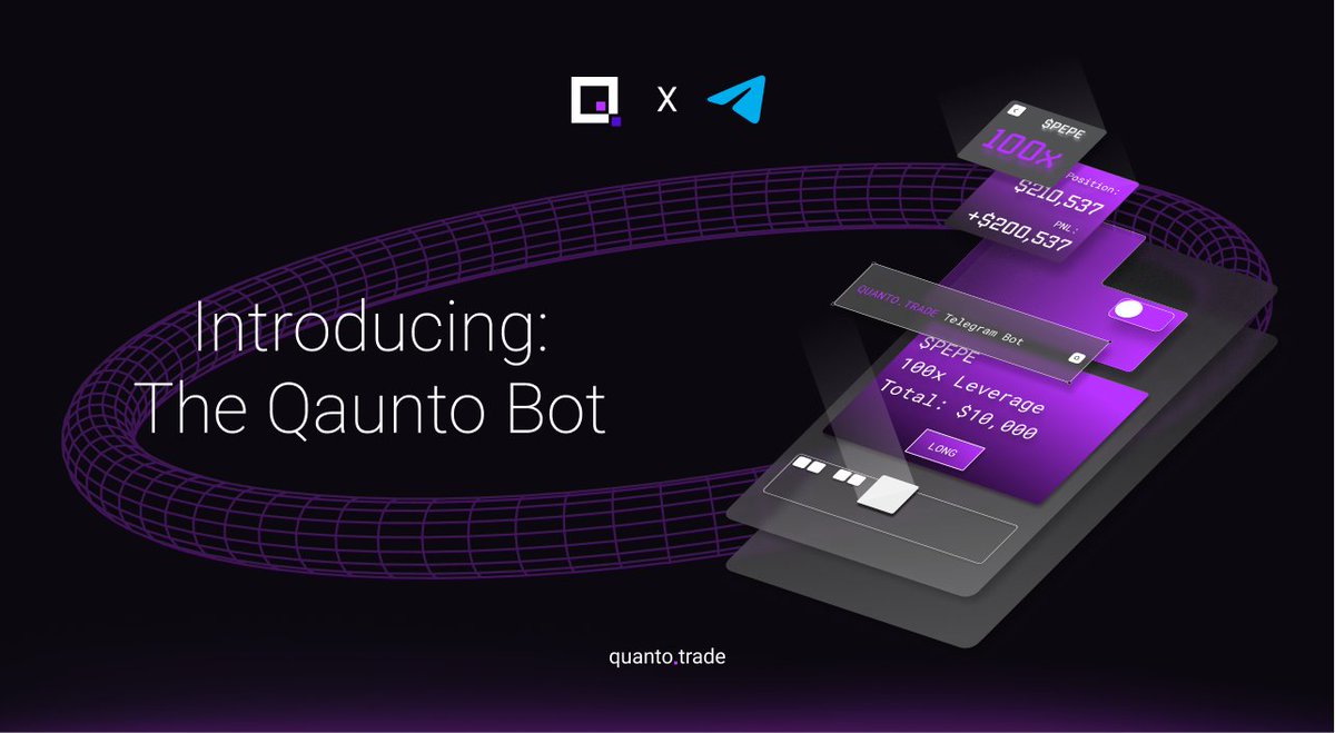 Introducing: The Quanto Bot

The Quanto Bot allows for seamless leveraged trading on Telegram. 

Place up to 100x leveraged memecoin trades, see your PNL, deposit, withdraw, all simply through Telegram.

t.me/quantotrade_bot