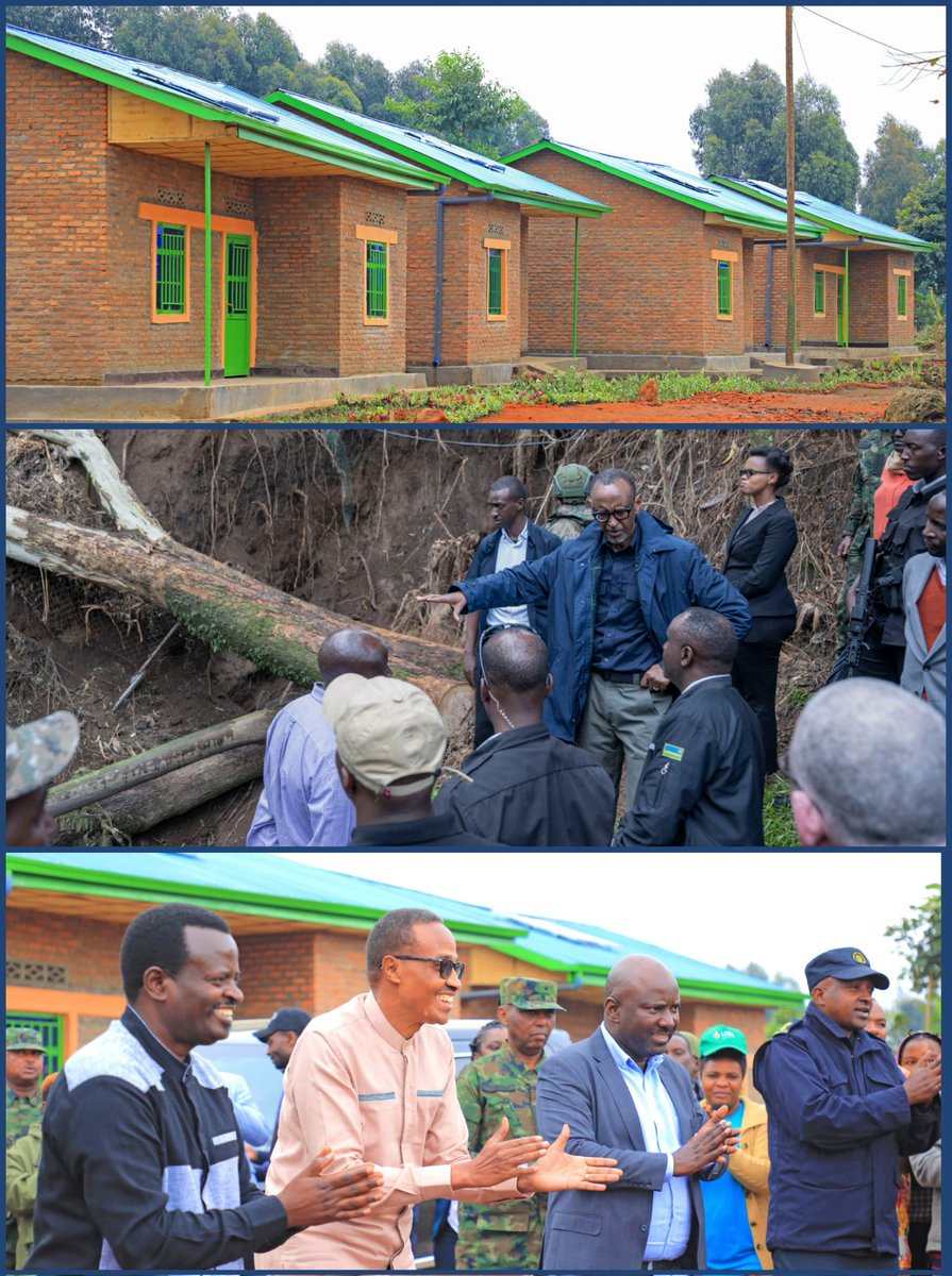 JustinNsengima's tweet photo. "We could not have done anything to prevent floods or heavy rains from occurring,but helping those who survived this tragedy is within our ability and we must do it" H.E
President @PaulKagame

H.E.Kagame promised—115 families now rehoused in Musanze. 2,600 homes done, 2,000+still rising