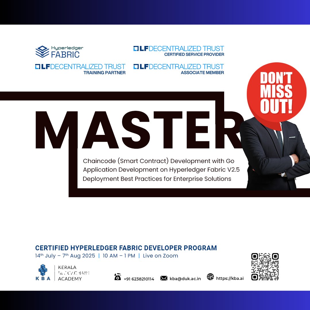 kbaiiitmk's tweet image. DON'T MISS OUT!!!!
🗓️ Date: 14th July – 7th Aug 2025
🕙 Time: 10 AM – 1 PM IST
💻 Mode: Online (Zoom)
Seats are limited—register today and take your blockchain career to the next level!👉 kba.ai/certified-hype…
#blockchain #blockchaindeveloper #chaincode #hyperledgerfabric