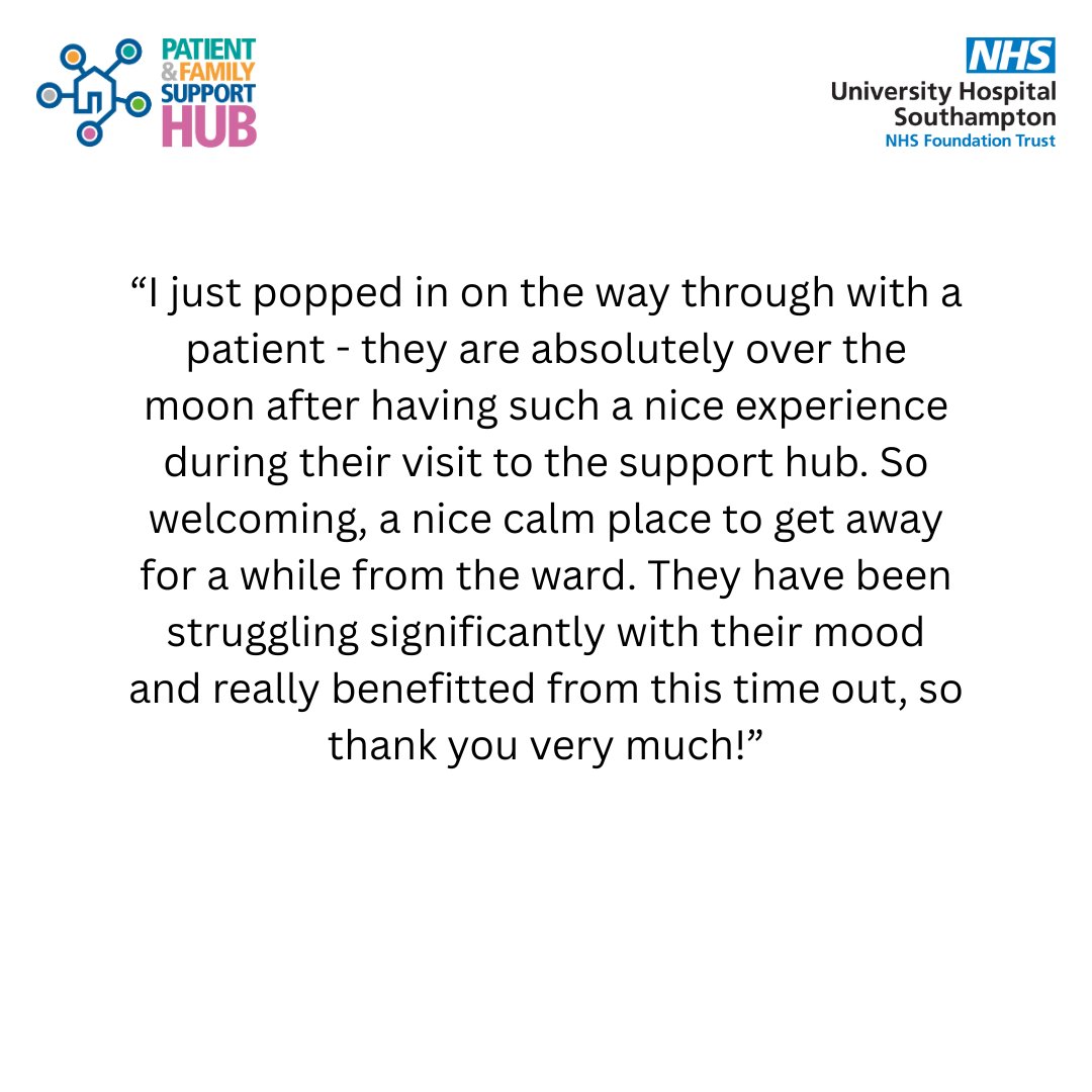 UHS_SupportHub's tweet image. We were so pleased to receive this wonderful feedback recently from a ward manager, who brought one of their patients down to visit us. Creating an environment where patients, families and carers can have some quiet space and feel safe is so important to us ❤️👇: