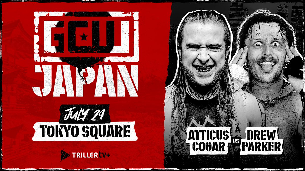 The first 2 matches have been signed for GCW's Debut at TOKYOSQUARE!

*July 29 - Tokyo Square*

(GCW UV Title Match)

MATT TREMONT
vs
MASASHI TAKEDA

and

ATTICUS COGAR
vs
DREW PARKER

more ⬇️