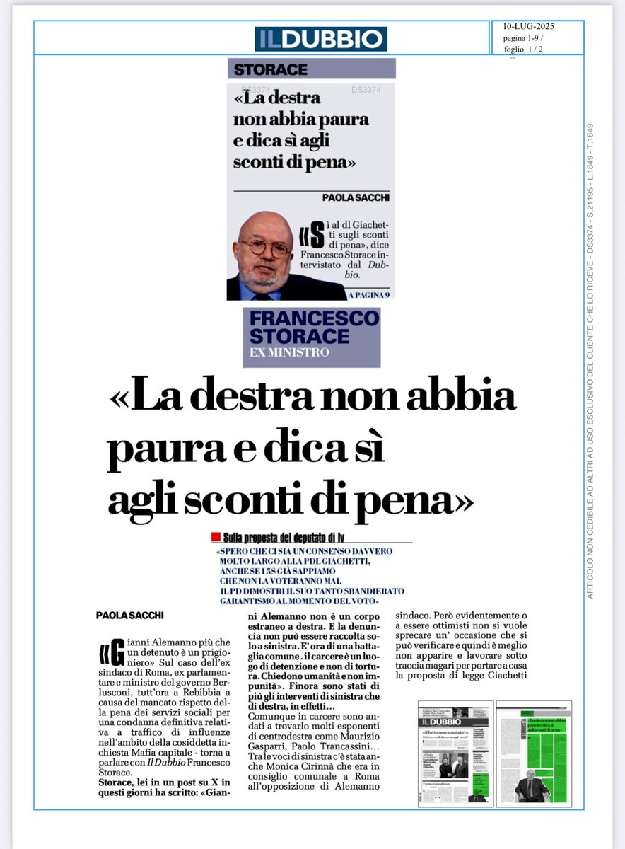 Storace's tweet photo. Oggi vi propongo due articoli sul caso #Alemanno.
Uno, pubblicato da #LiberoQuotidiano, di Francesco #Damato, per la concessione della #grazia a Gianni.
Poi, un’intervista che mi ha fatto #PaolaSacchi per #IlDubbio.
Buona lettura e, se volete, diffondete
https://t.co/BOoNp6eBYa https://t.co/qbJRALbHkq