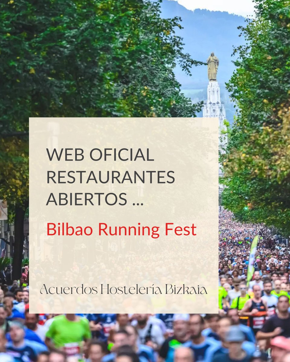 ¿Quieres que tu restaurante sea oficial en la Bilbao Running Fest?
🏃‍♂️🍴 Si ofreces cenas tardías el 18 de octubre, ¡apúntate gratis para aparecer en su web! 

✍➡ asociacionhosteleria.com/actualidad/ins…

@bilbaonightrun
#Bilbao #Restaurantes #BilbaoNightRunningFest #runjoybilbao