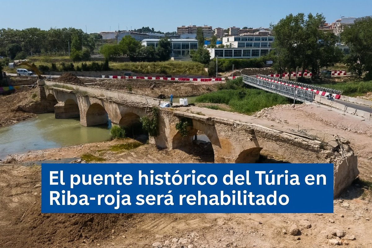 #DANA El #puente histórico del #Túria en Riba-roja será rehabilitado

▶ masturia.com/2025/07/el-pue…

El <a href="/transportesgob/">Ministerio Transportes y Movilidad Sostenible</a>  y el <a href="/ayto_riba_roja/">Ayto Riba-roja</a>  firman un convenio para rehabilitar el puente junto a la #CV336, dañado por el temporal de octubre <a href="/RobertRaga/">Robert Raga</a>