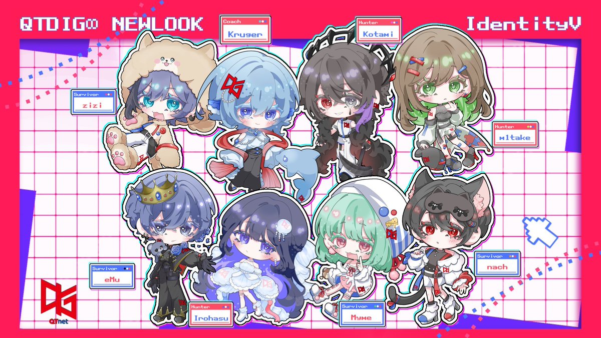 qtdig_5's tweet image. 【QT DIG∞ IdentityV NEWLOOK】

遂に第五人格部門のキャラクターイラストが完成🎉

Illustrated by せれ (@ srst_gg)様

#2025夏季IJL プレイオフで販売するグッズもこちらのイラストを使用したものもございます🙌

これからもQT DIG∞をよろしくお願いいたします🥰

#QTWIN #IdentityV