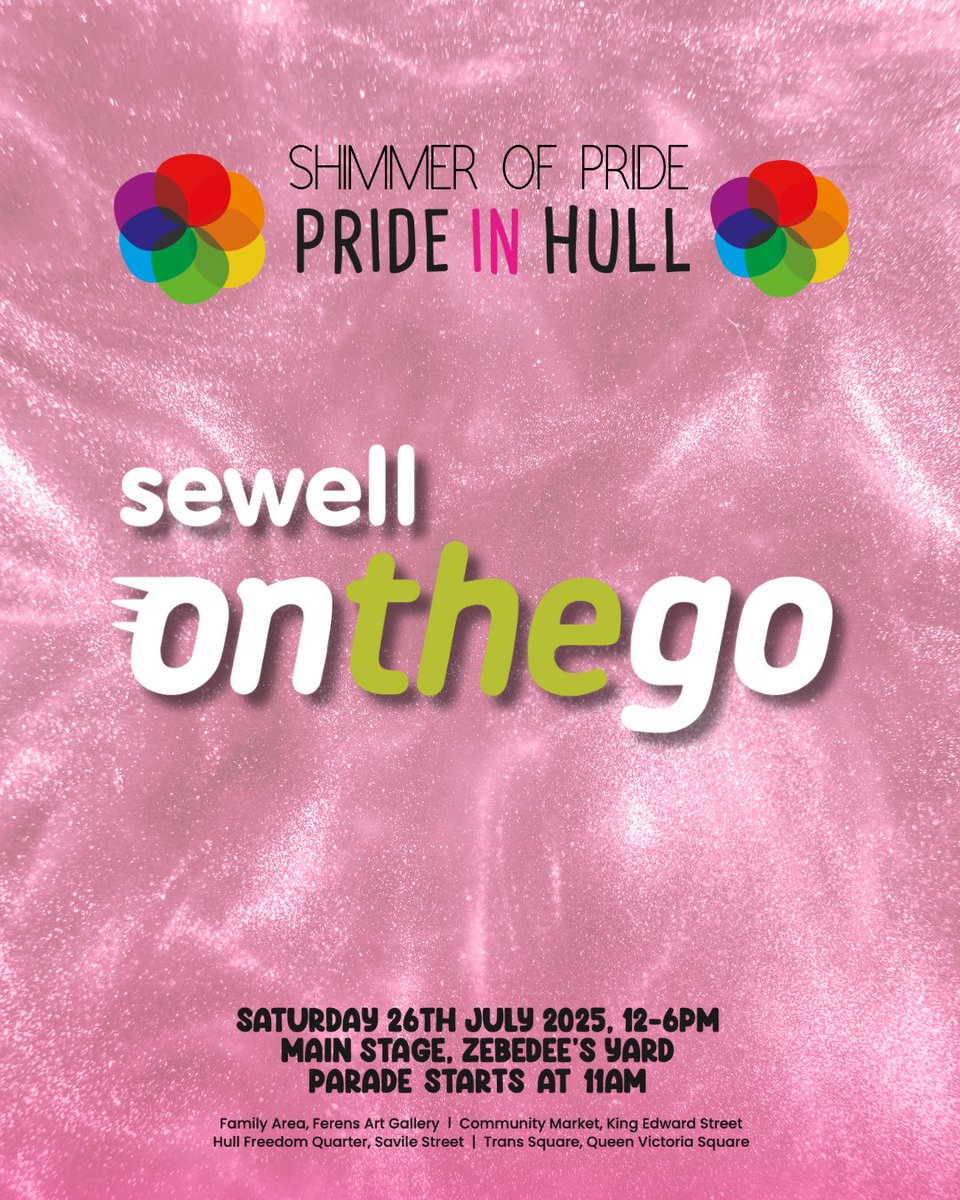prideinhull's tweet image. 🏳️🌈 Huge thanks to our SHIMMER OF PRIDE sponsor, Sewell on the Go! ⛽🌈 Your support keeps Pride in Hull free & joyful for all! 🙌 Join us on July 26 at Zebedee's Yard!
👉 Get involved: bit.ly/3Wt2Y