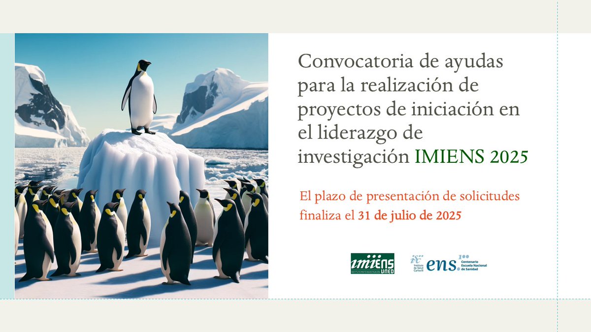 ❗️Convocatoria de ayudas para la realización de proyectos de iniciación en el liderazgo de investigación - IMIENS 2025 🗓️Plazo: 31 de julio de 2025 ℹ️imiens.es/convocatorias.…