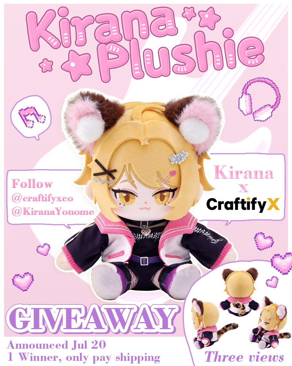 🎉 Kirana Plushie GIVEAWAY! 🎉

Thank you for 100% reached!
Want to win a Kirana plushie? Here’s your chance! We’re picking 1 lucky winner to receive this VERY SCARY plush!

and don’t worry about shipping I’ll be paying it!😎

How to enter:
1️⃣ Follow <a href="/craftifyxco/">CraftifyX</a>  &amp; <a href="/KiranaYonome/">Kirana🥥💰</a>