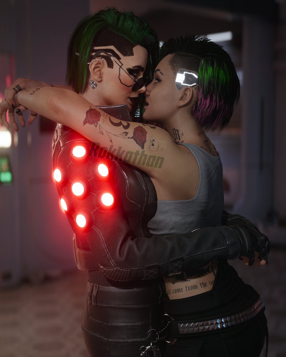 Rokkathan's tweet image. "My best friend. My comfort. My heart. My love. My soulmate. My Vikk!"
#Cyberpunk2077 #VirtualPhotography #JudyAlvarez #OCVikk #OTPGreenRose