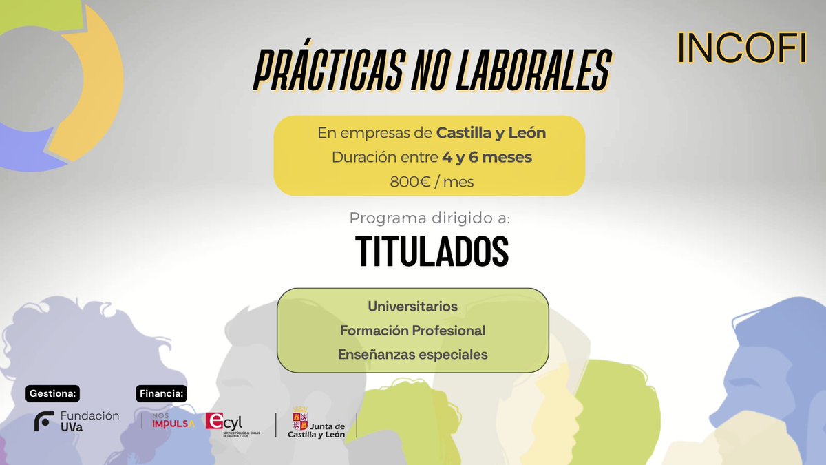 Fundacion_UVa's tweet image. El programa INCOFI de @AlumniUva ofrece Prácticas no Laborales en empresas, entidades e instituciones de Castilla y León.
Titulados y empresas interesadas en formar parte tienen que registrarse en el 🔗👇
uvaempleo.com/programas-y-of…