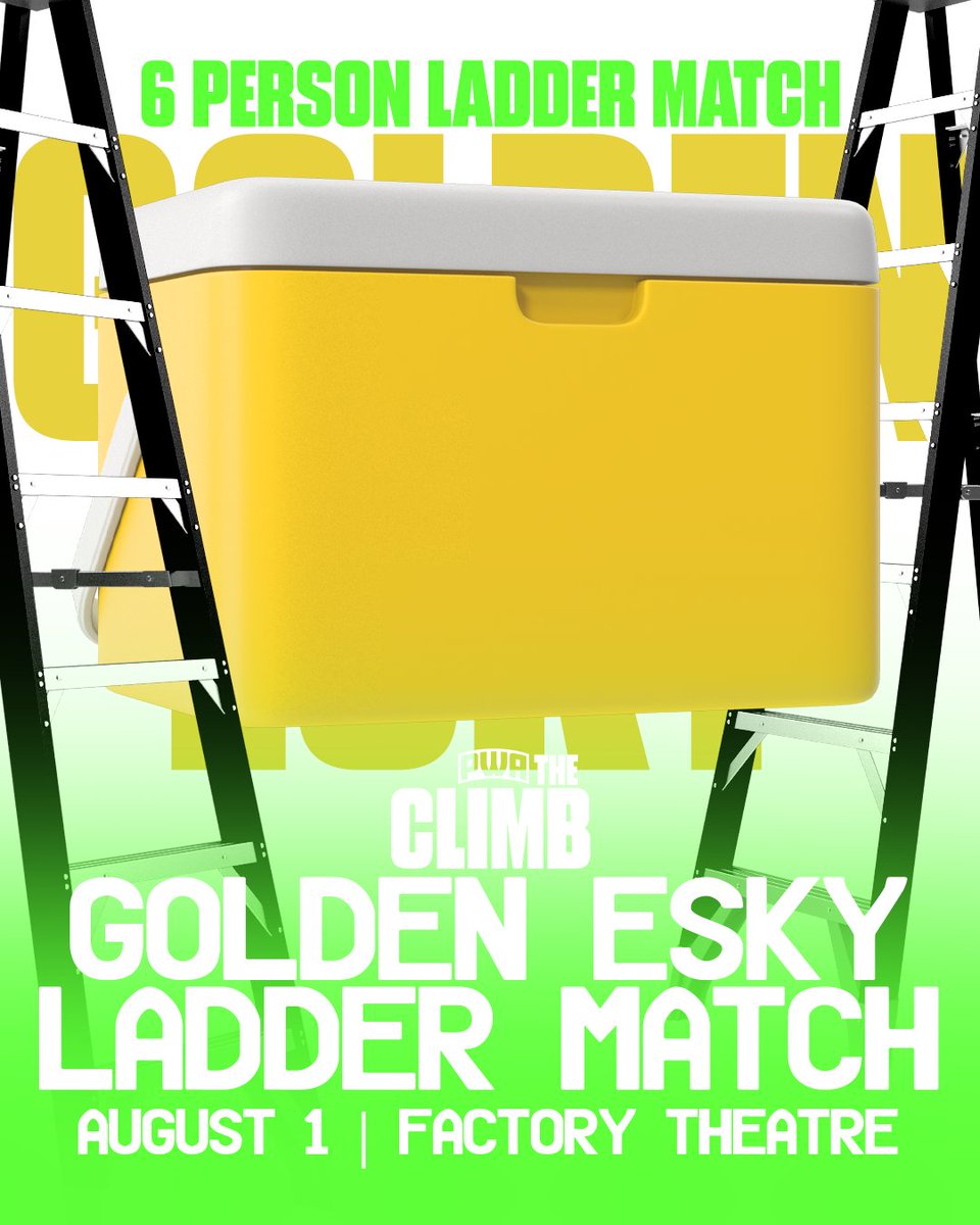 INTRODUCING THE GOLDEN ESKY 🪙🍻

The winner of the GOLDEN ESKY LADDER MATCH will have the opportunity to make ANY MATCH at ANY TIME in PWA. 

entrants announced so soon.....

📌 FACTORY THEATRE, MARRICKVILLE
🗓️ FRIDAY, AUGUST 1
🎟️ GET YOUR TICKETS NOW ⬇️
tinyurl.com/pwatheclimbtix