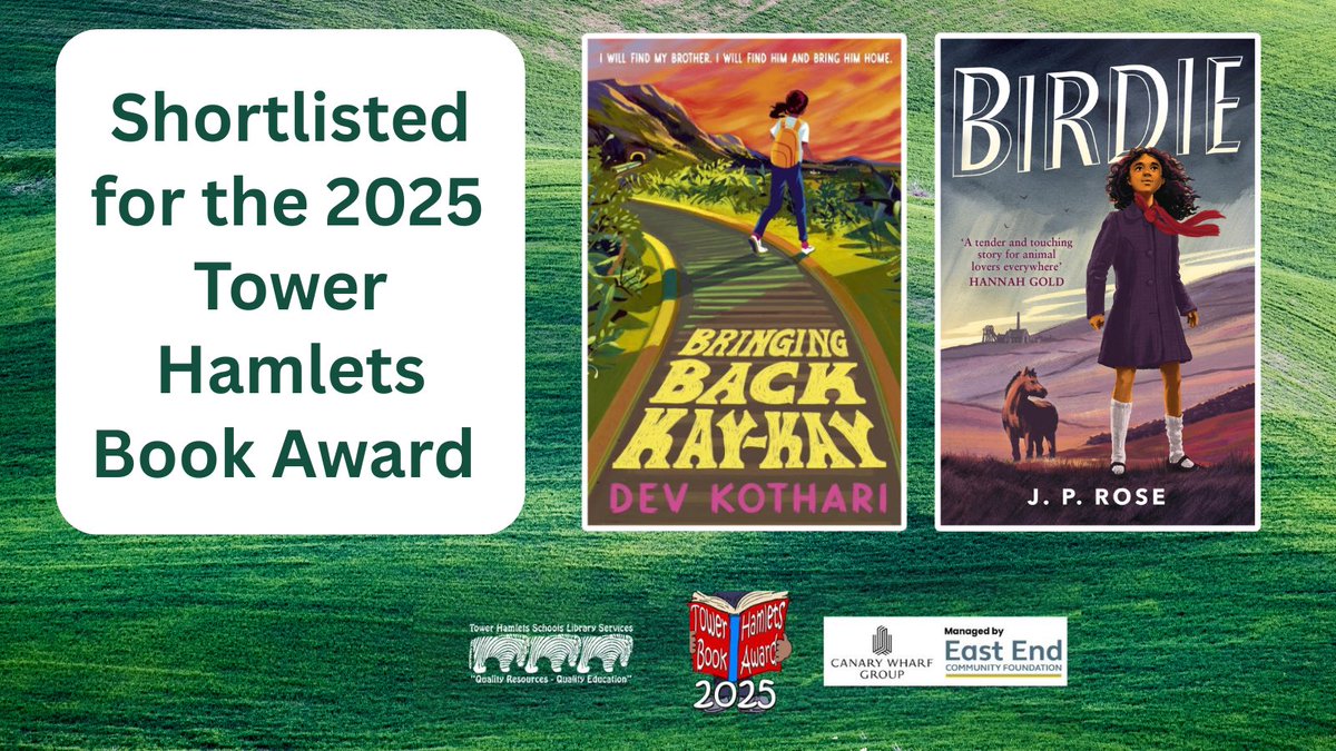 DA Children's Agency (@da_childrens) on Twitter photo We are thrilled to share that we have *TWO BOOKS* shortlisted for the 2025 Tower Hamlets Book Award! 📚🎉
Huge congratulations to <a href="/jprosewriter/">Jacqui Rose - JP Rose - a writer of sorts</a> for #Birdie and <a href="/DevyaniNK/">Dev Kothari</a> for #BringingBackKayKay!
#TowerHamletsBookAward <a href="/thsls/">Tower Hamlets Schools Library Services</a> We are thrilled to share that we have *TWO BOOKS* shortlisted for the 2025 Tower Hamlets Book Award! 📚🎉
Huge congratulations to <a href="/jprosewriter/">Jacqui Rose - JP Rose - a writer of sorts</a> for #Birdie and <a href="/DevyaniNK/">Dev Kothari</a> for #BringingBackKayKay!
#TowerHamletsBookAward <a href="/thsls/">Tower Hamlets Schools Library Services</a>