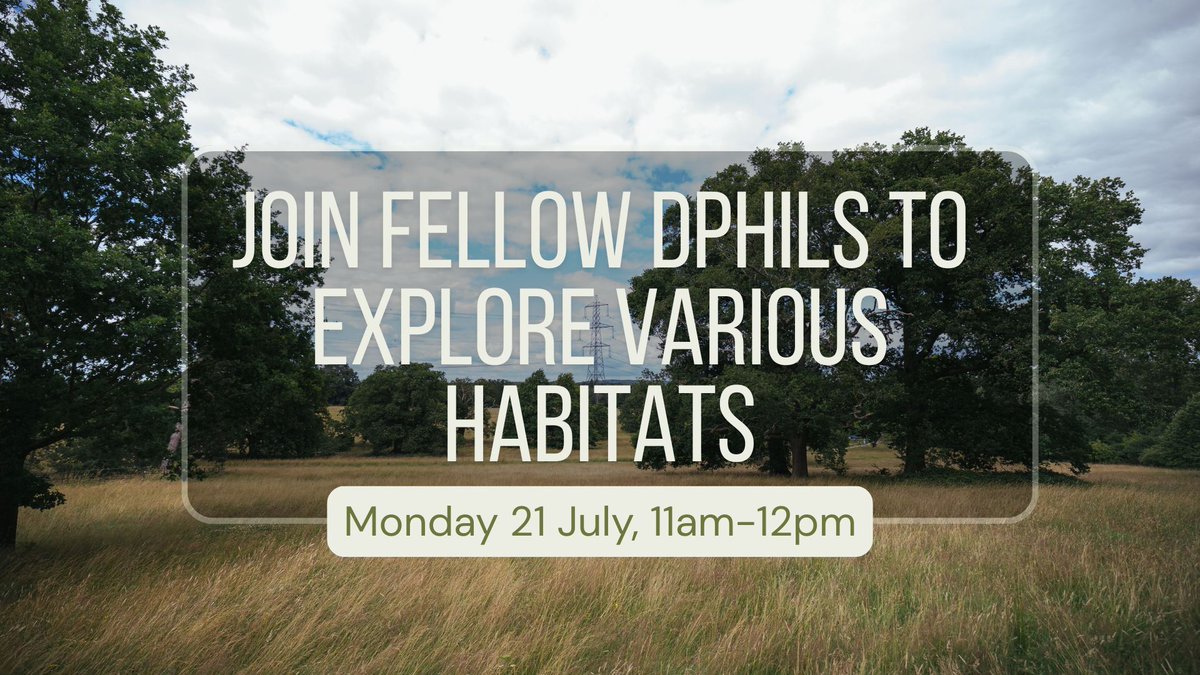 Reconnect with nature at the Harcourt Arboretum with fellow #DPhils. The free guided tour will take in different habitats.
You can make your own way to the Arboretum or travel with the Radcliffe Science Library team. 
📅 Mon. 21 July
🕐 11-12
🔗 buff.ly/thakk2V 
#PhDLife