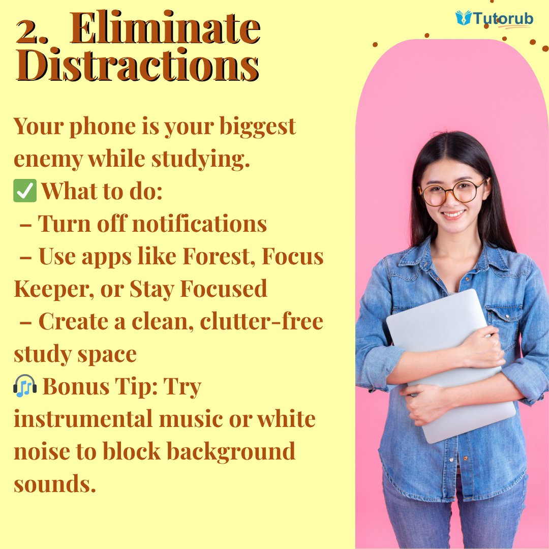 tutorub's tweet photo. Struggling to stay focused while studying? You're not alone! Try these 5 proven tips to boost your concentration and study smarter, not harder! 
#StudyTips #FocusBetter #StudentLife #ExamPrep #StudyMotivation #ProductiveStudent #popsicletwt  #NoMoreDistractions #StudySmart https://t.co/SubxxUoBGQ