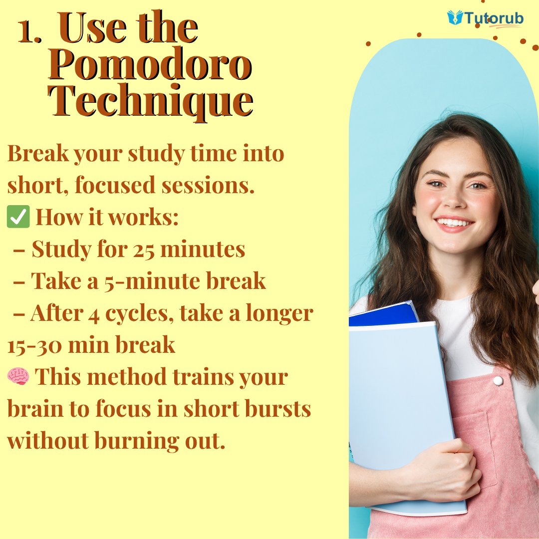 tutorub's tweet photo. Struggling to stay focused while studying? You're not alone! Try these 5 proven tips to boost your concentration and study smarter, not harder! 
#StudyTips #FocusBetter #StudentLife #ExamPrep #StudyMotivation #ProductiveStudent #popsicletwt  #NoMoreDistractions #StudySmart https://t.co/SubxxUoBGQ