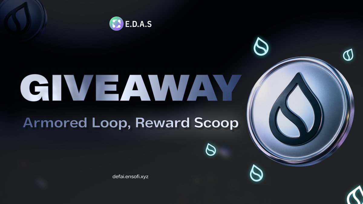 EDAS_official's tweet image. GIVEAWAY: LOOP TO WIN

Kick off new strategy: Suilend sSUI Loop, your voice could earn 100 $SUI (for 20 winners)

To join:
• Follow: @EDAS_official + @ArmoredEnso
• Like + RT: x.com/EDAS_official/…
• Comment your Sui wallet + tag 2 friends 👇🏻

Only 7 days to join - ends July…
