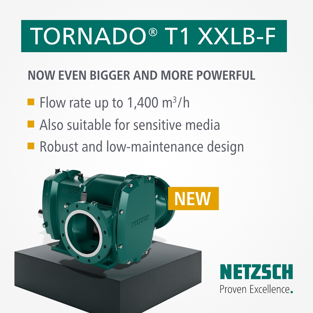 Proven technology breaks into new spheres 🚀

How to benefit from the new size of the TORNADO® T1-F rotary lobe pump 👉 netzs.ch/4kbsTp3

The #NETZSCH pump is ideal for:
💧 Sewage lifting
🧽 MBR filtration
🕳️ Wellpoint dewatering

#NETZSCHWORKING