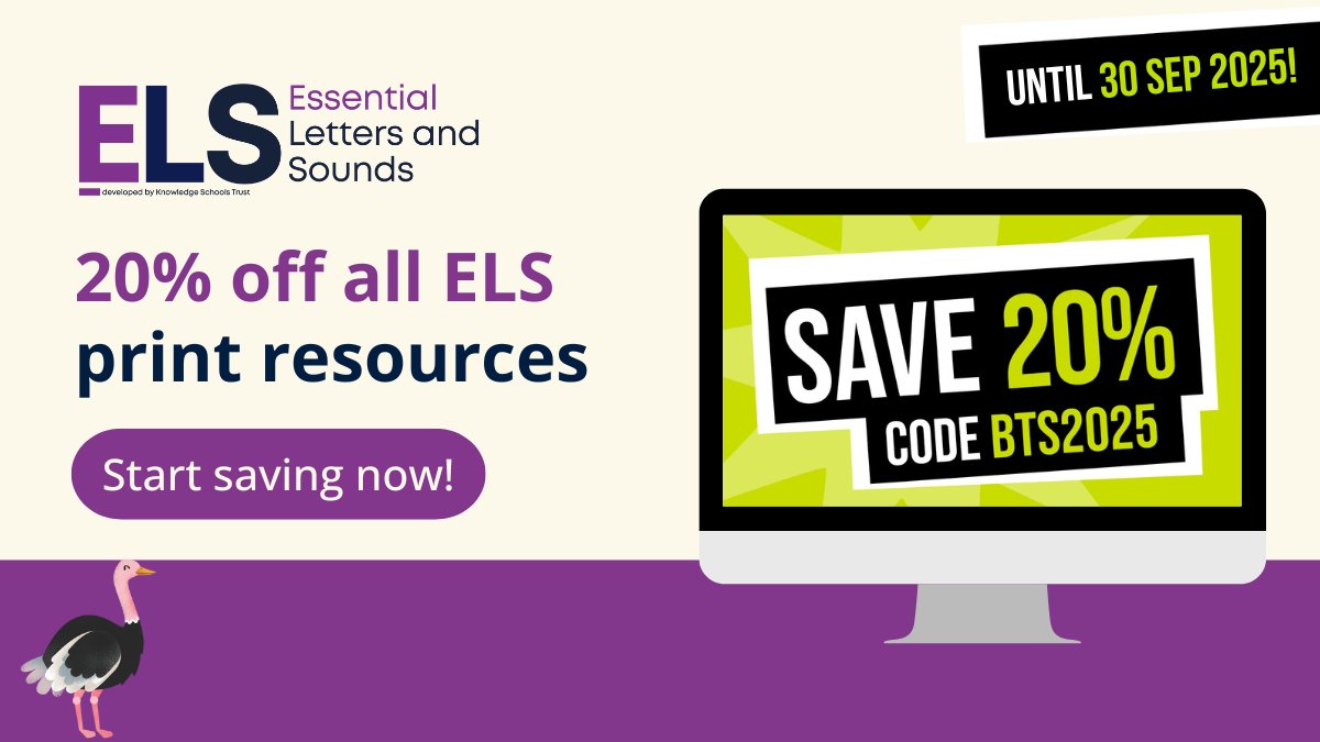OUPPrimary's tweet image. 📣 UK schools!
Save 20% on all your essential #phonics resources from Essential Letters and Sounds using your school account until 30 September, helping you prepare for a fantastic start to the new school year!
Save on all print resources now 👉 ow.ly/GWco50Wnu5U