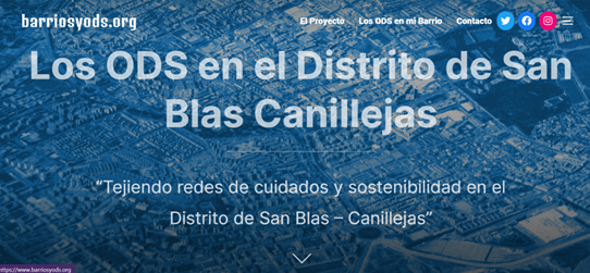 🤔 ¿Sabes cómo se contribuye a los #ODS de la #Agenda2030 desde los barrios de Madrid? 

🧐Lo hemos analizado en el Distrito de San Blas Canillejas y tenemos muchos ejemplos que mostrarte 

👀Descúbrelo en👉barriosyods.org
#BarriosYODS #SanBlasCanillejas #BarrioSostenible