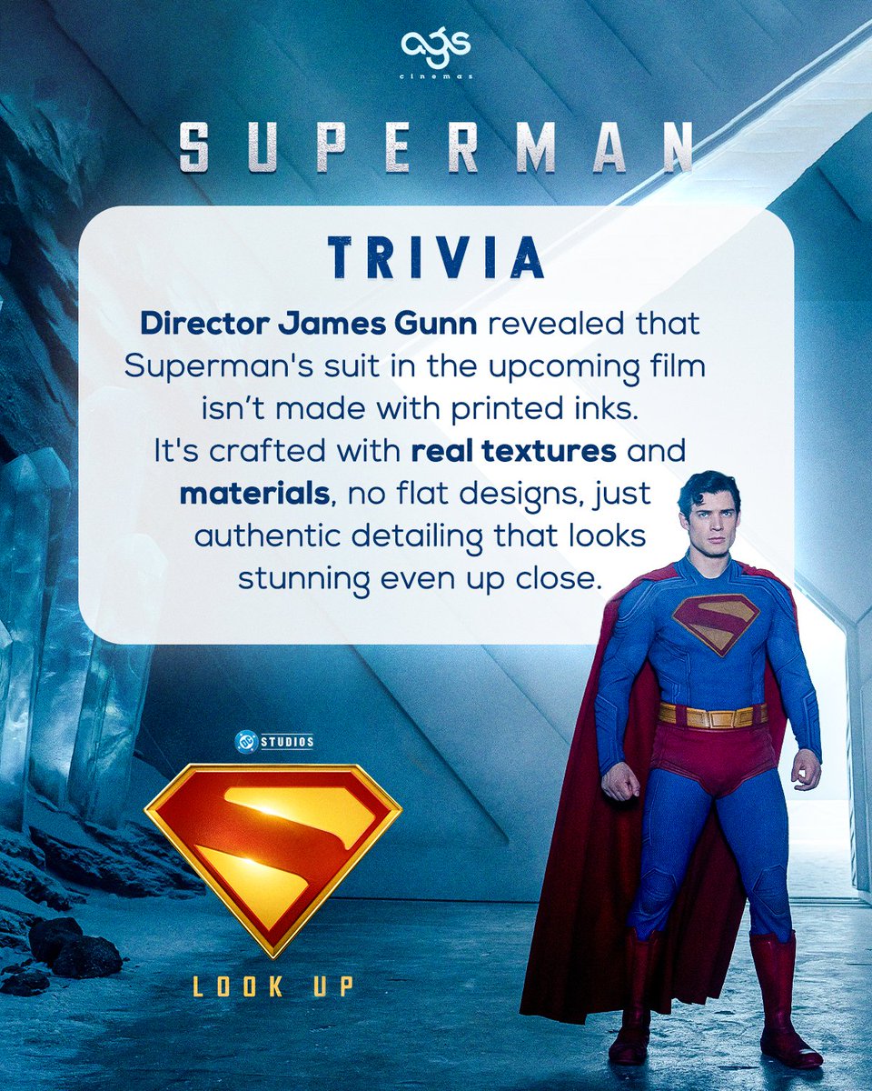 James Gunn went all in with real textures. Watch it all come alive July 11 💫

Book your tickets now 🎟️

🔗linktr.ee/agscinemasbook…

#SuperMan #SupermanMovie #AGSCinemas #BookNow