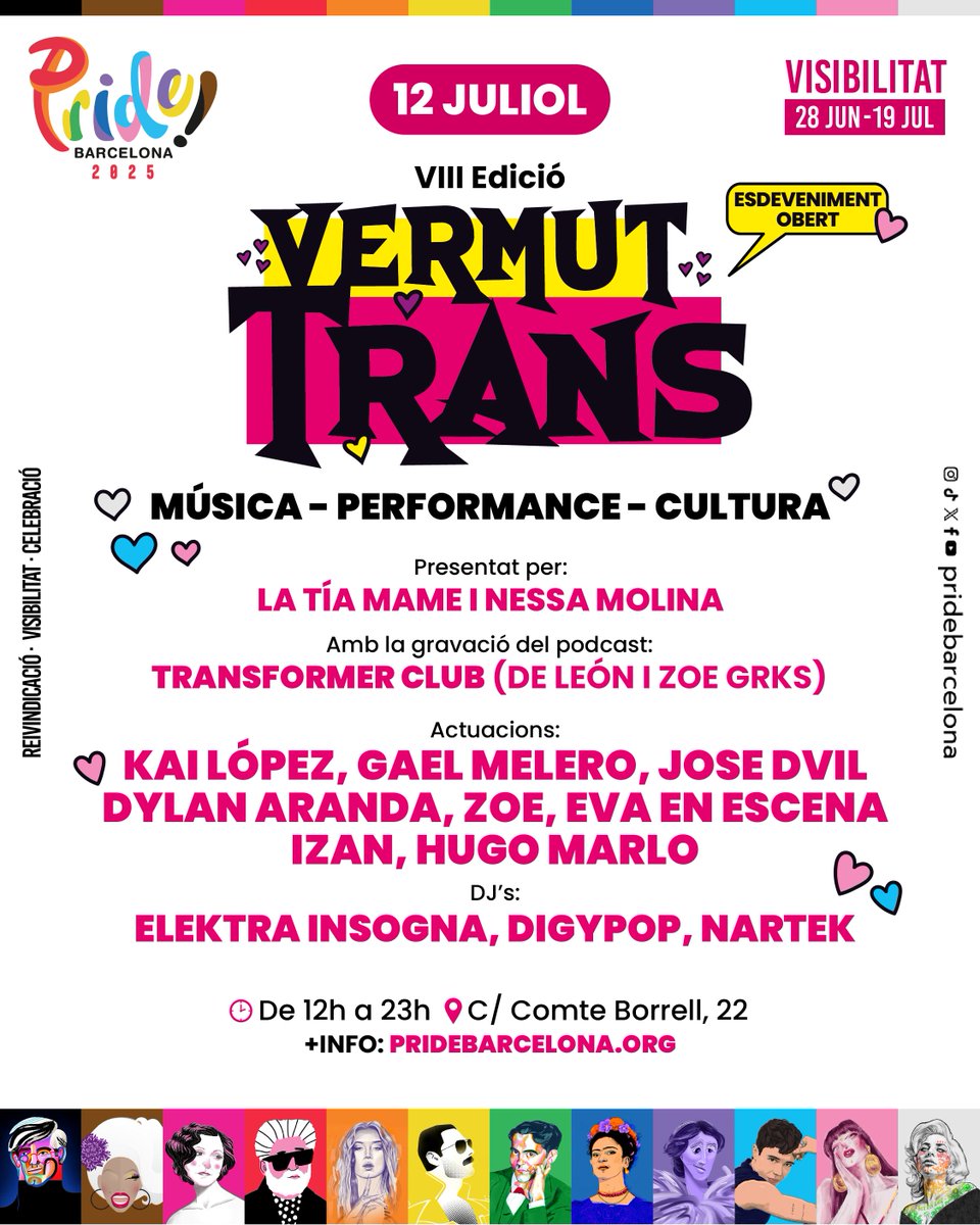 💥✨ El Vermut Trans torna amb més força que mai!
📅 12 de juliol | ⏰ De 12h a 23h
📍 C/ Comte Borrell, 22
🎉 Entrada lliure!