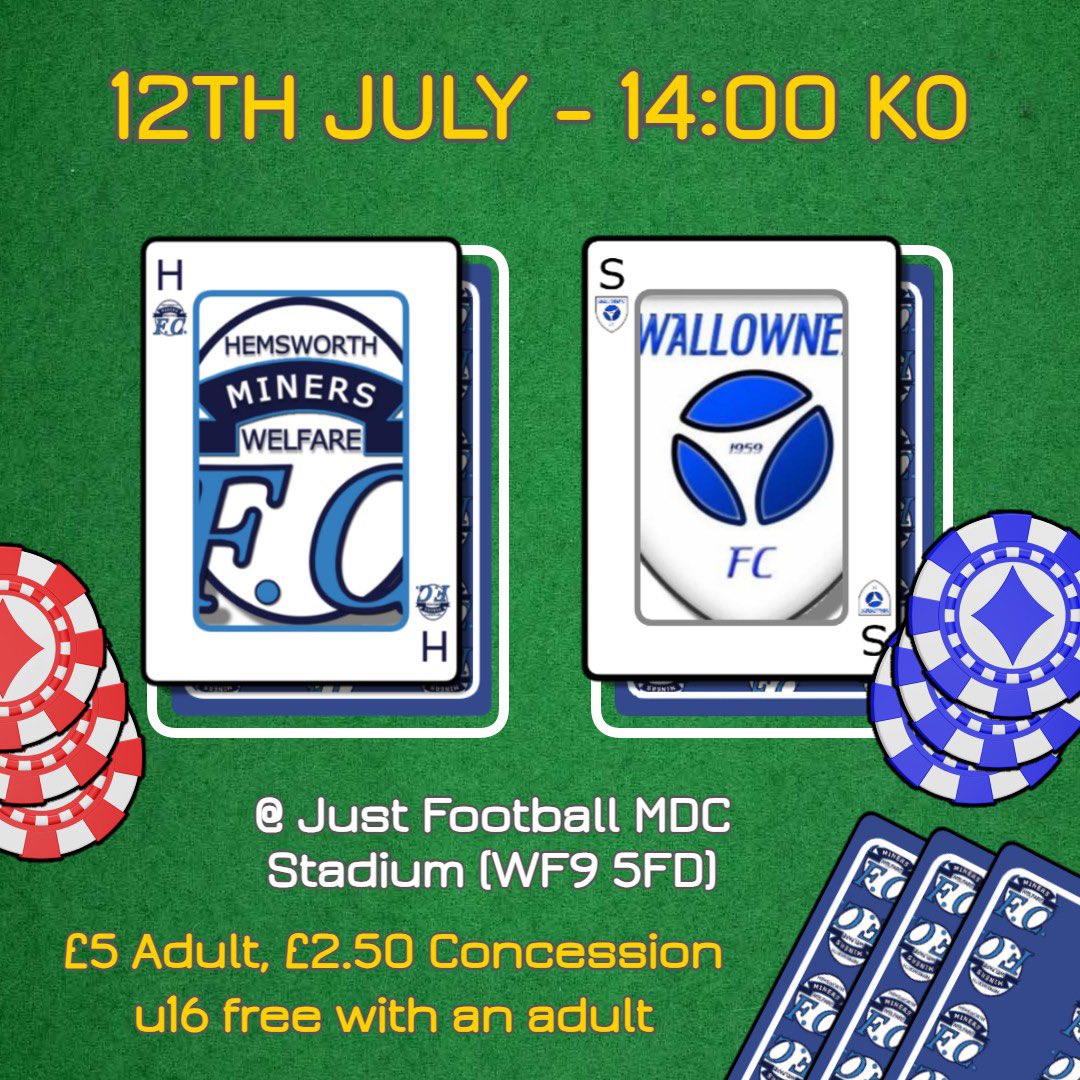 Hemsworth MWCFC (@hemsworthmwfc) on Twitter photo ⚽️🔵 Onto the next game…
No rest for the lads as the games come flying in and it’s another higher opposition team!
It’s a 14:00 kick off this time as we host <a href="/Swallownest_fc/">Swallownest FC</a> this Saturday for our second game. Come down and enjoy the summer sun with a pint and plenty of shade ⚽️🔵 Onto the next game…
No rest for the lads as the games come flying in and it’s another higher opposition team!
It’s a 14:00 kick off this time as we host <a href="/Swallownest_fc/">Swallownest FC</a> this Saturday for our second game. Come down and enjoy the summer sun with a pint and plenty of shade