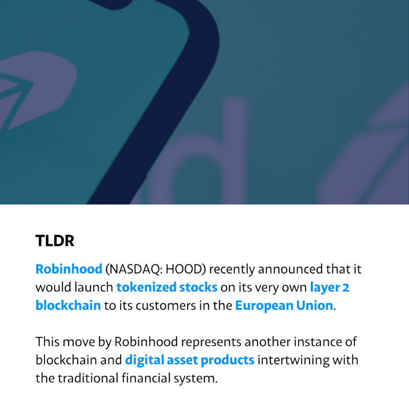 RealCoinGeek's tweet photo. Robinhood is bringing tokenized stocks to its EU customers—powered by a new Layer 2 blockchain on Arbitrum.
Could this reshape how European investors access and trade equities?
https://t.co/khHPFKbcbm
#Tokenization #BlockchainInFinance #Robinhood #DigitalAssets #Arbitrum
