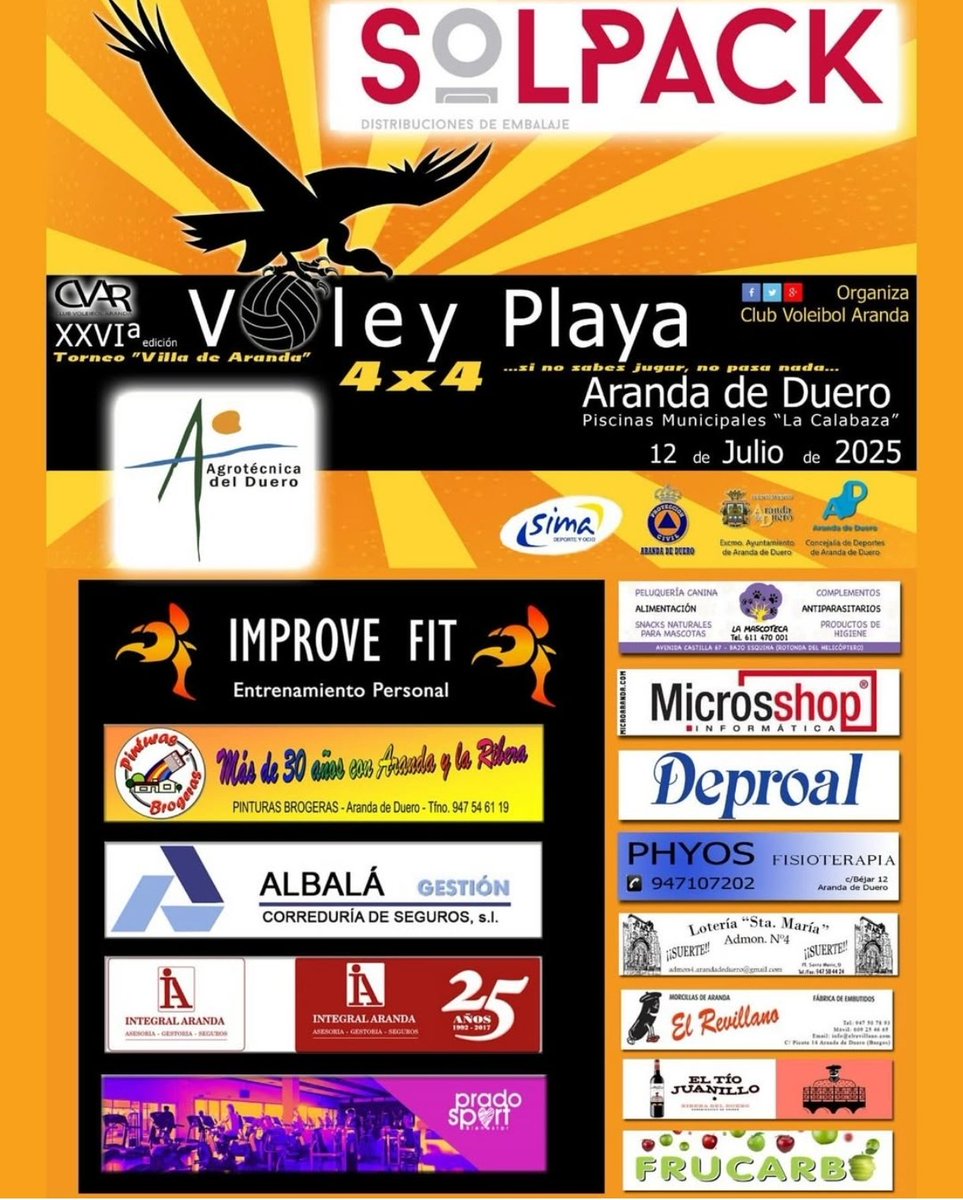 Diegoamartin13's tweet photo. 🟠 VOLEY PLAYA

🏐 @VoleyPlayAranda celebra este sábado la 2️⃣6️⃣' edición del Torneo 4️⃣x4️⃣ 'Villa de Aranda'

➡️ Finalmente la prueba contará con un total de 2️⃣7️⃣4️⃣ participantes repartidos en 6️⃣0️⃣ equipos 

🗓️ 1️⃣2️⃣ de julio (10:00 h)
🏟️ Piscinas 'La Calabaza'

🎦 https://t.co/7e2rNuPtVT