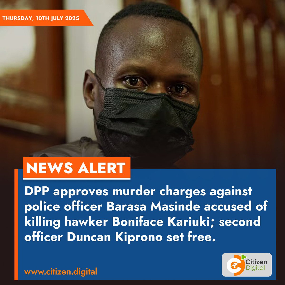 To police officers out there, as politicians tell you to shoot citizens, think before you get trigger happy. You will be arrested and charged for murder, and the politicians will not save you. 

May the family of Boniface Kariuki find justice. 

Our Nation, Our business