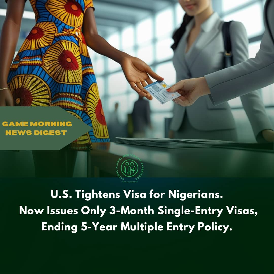 GNSC_ng's tweet photo. Top 5 🇳🇬 News (July 10)

JAMB 2025 cut-offs: Uni – 150, Nursing – 140, Poly – 100

US now gives 🇳🇬 3-month single-entry visas only

FCT teachers suspend strike after ₦16bn aid

Lagos floods: blame ocean rise, not just rain

Petrol drops to ₦820/L

#NigeriaNews https://t.co/A1kUXsLSCh