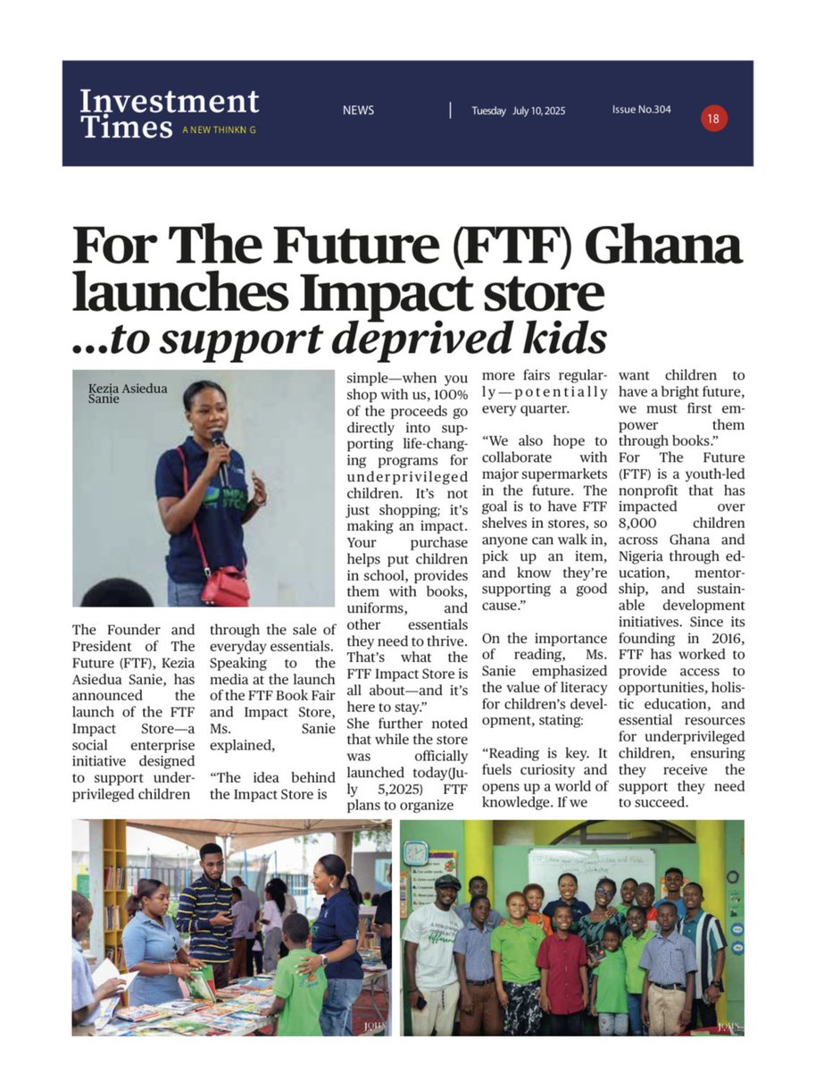 Asiedua (@keziasanie) on Twitter photo Featured in the Investment Times Newspaper today! 😊
issuu.com/justice90/docs…
@FTFImpactStore
<a href="/FTFGhana/">For The Future Ghana</a> Featured in the Investment Times Newspaper today! 😊
issuu.com/justice90/docs…
@FTFImpactStore
<a href="/FTFGhana/">For The Future Ghana</a>