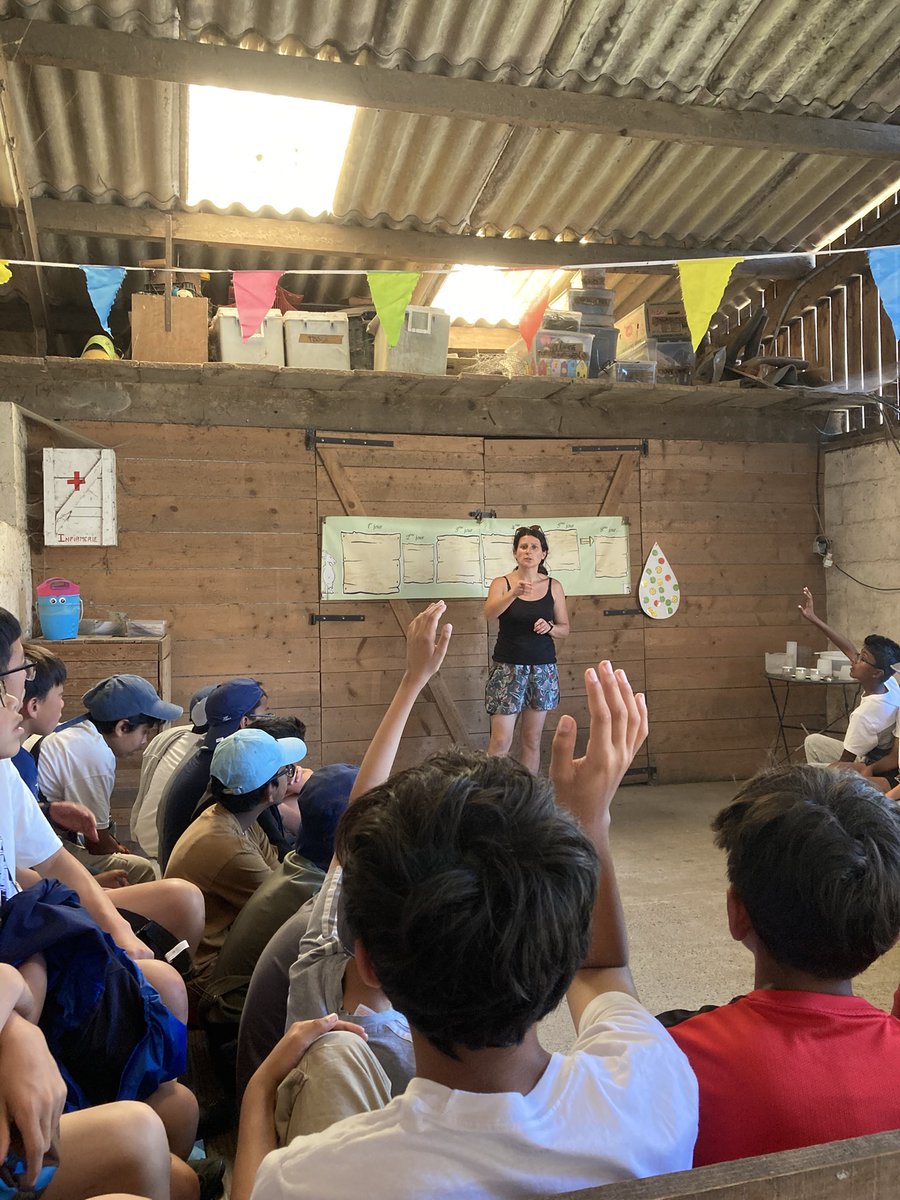SGSNormandy2025's tweet photo. Lesson on making goats cheese and learning about the animals. https://t.co/uZq2JqI7pl