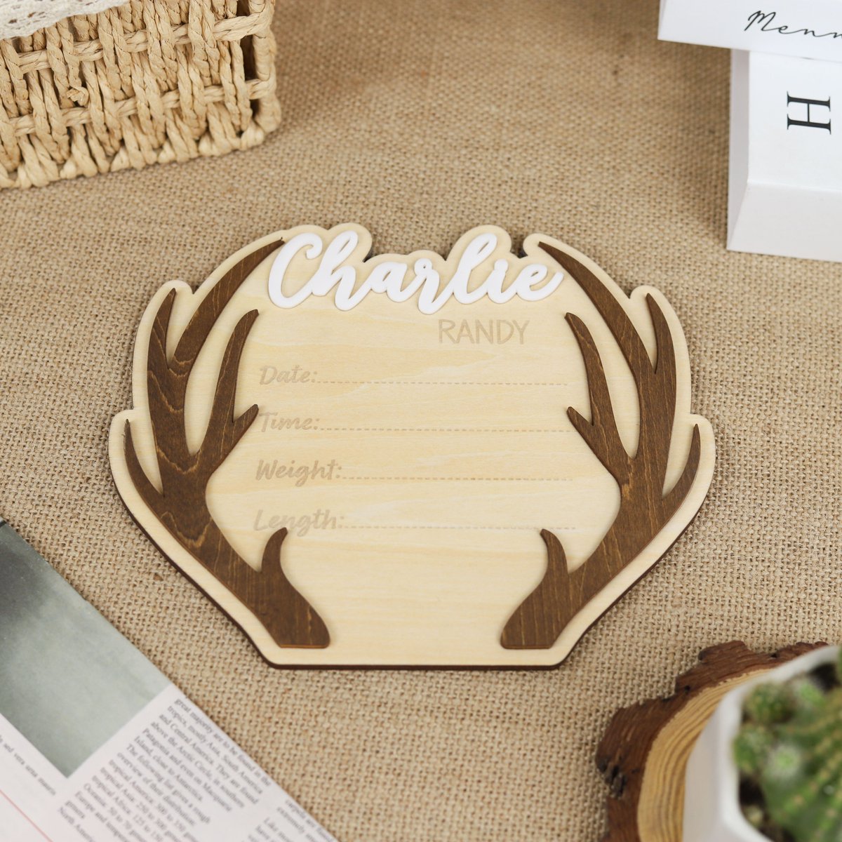 WoodHugCom's tweet image. Born to be wild 🦌
This custom deer antler birth sign is perfect for woodland-themed nurseries or rustic baby gifts.
woodhug.com/product/custom… 
#BirthAnnouncement #DeerNursery #BabyNameSign