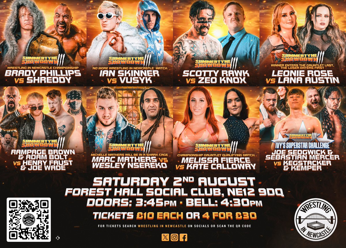 23 days until our FINAL Forest Hall event of 2025

🎟️ £10 or 4 for £30 – perfect for families &amp; groups!

⛱️ Summer Tyne Showdown III
📍 Forest Hall Social Club, NEWCASTLE, NE12 9DQ
📅 Saturday 2nd August
🕒 Doors 3:45pm | Bell 4:30pm | End 7:00pm-7:30pm

Full Card Announced!
