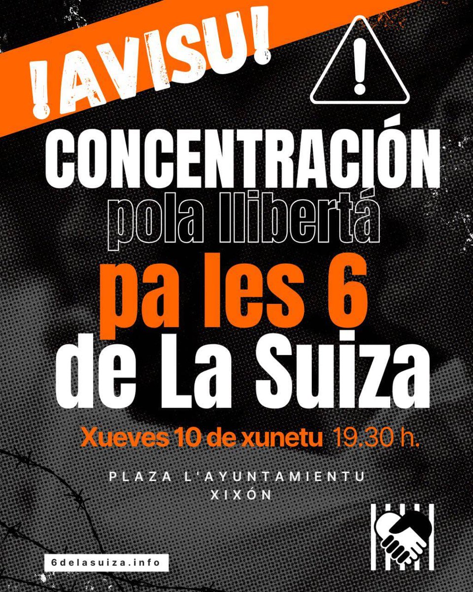 PoderPopularWeb's tweet photo. 🛑🛑 Última Hora

Ya están en prisión las 6 sindicalistas de la Suiza, CNT. Condenadas a tres años y medio de prisión por hacer sindicalismo. Concentraciones esta tarde en Xixón y Madrid en apoyo a las sindicalistas.

🗞 Noticia: https://t.co/9EnBzYO93N https://t.co/1twGYG3W6E