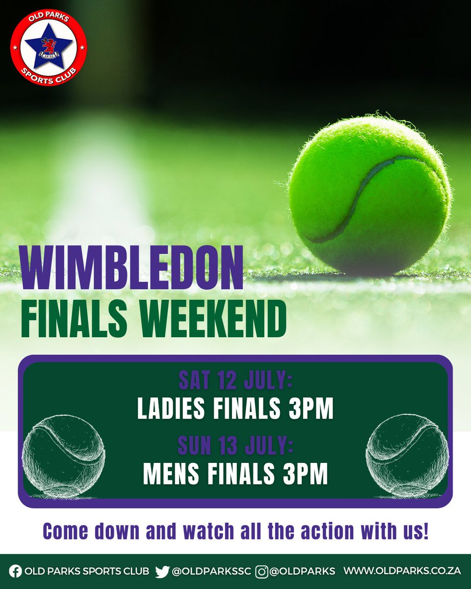 🎾 Wimbledon Finals Weekend at Old Parks! 🎾

Experience the thrill of world-class tennis right here at Old Parks as we screen the Women's &amp; Men's Wimbledon Finals LIVE!

Women’s Final: Sat 3pm
Men’s Final: Sun 3pm

🍻 Drinks specials
🎉 Great atmosphere

#WimbledonFinals