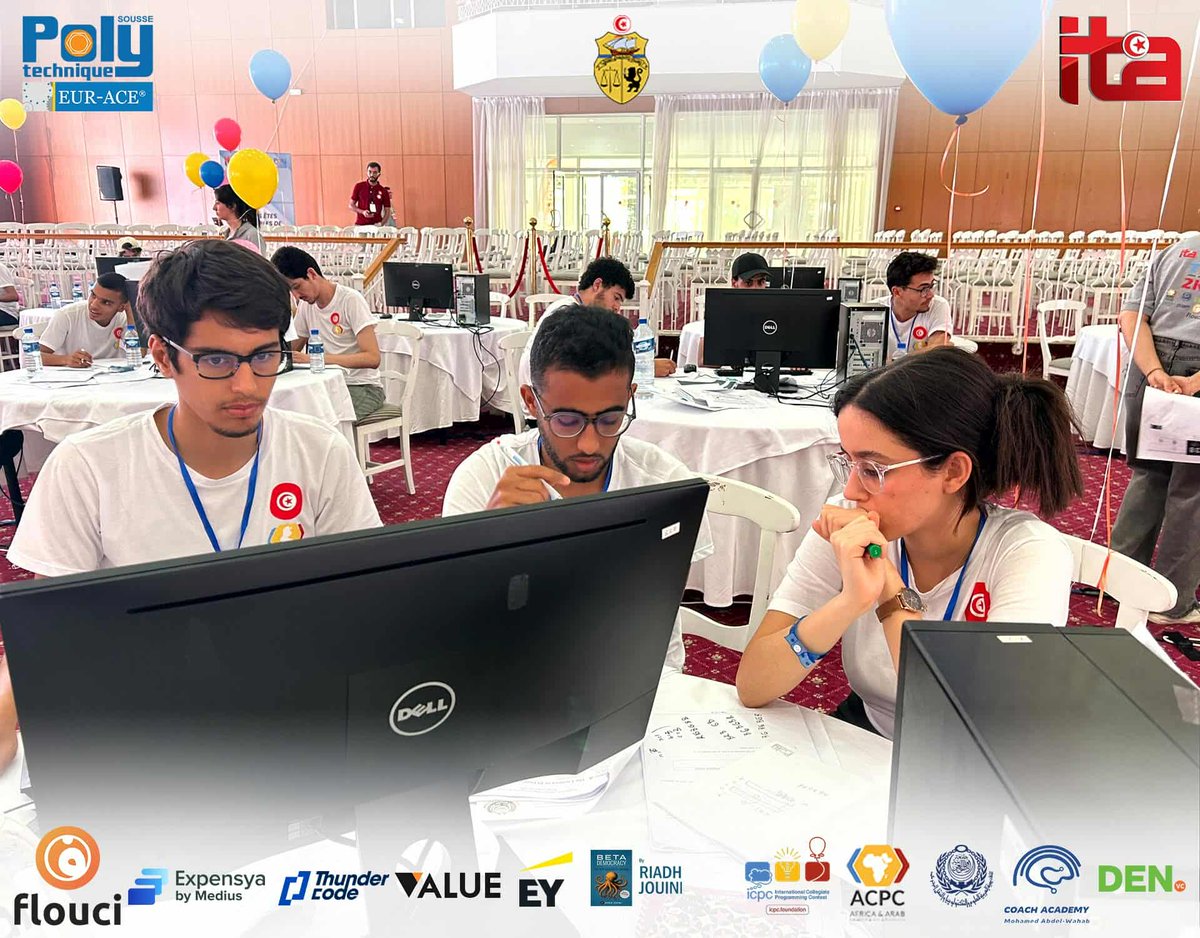 SUPCOM14's tweet image. 👏 Bravo aux 4 équipes SUP’COM qui ont brillamment participé au #TCPC, la compète d’algorithmique la plus prestigieuse en 🇹🇳 !
🌟 L’équipe Coffee Limit Exceeded s’est classée 7ᵉ et qualifiée pour l’#ACPC en Égypte 🇪🇬.
#Fierté #Excellence #SUPCOM #ICPC #EspritSUPCOM