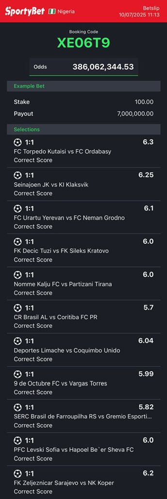 <a href="/officialmoore7/">Moore Tips</a> Correct score 

Y85BV5——- 0–0 

XE06T9——— 1–1 
Flex to the lowest ✍️