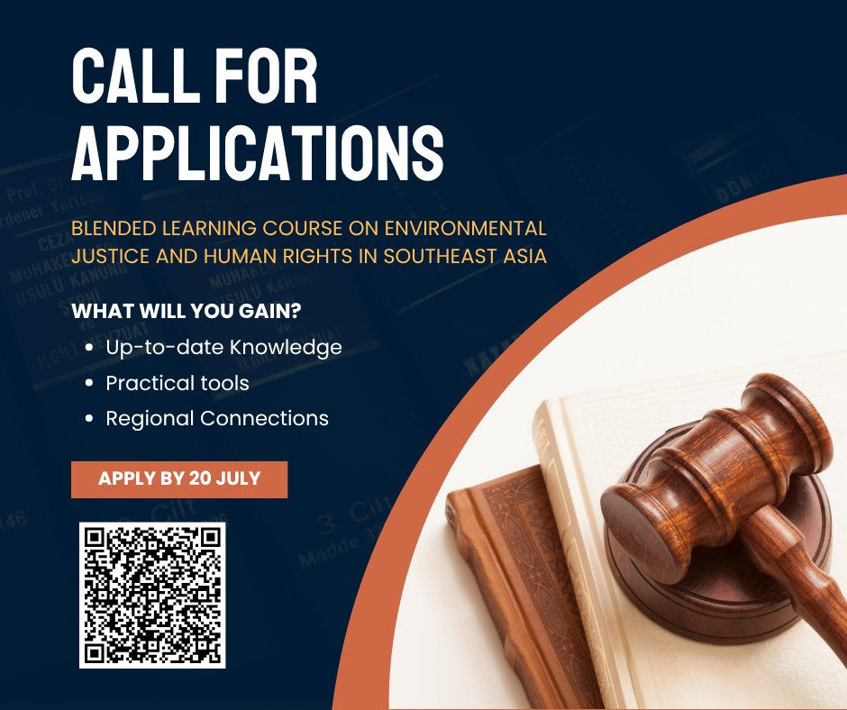 UNEP_AsiaPac's tweet image. 📢 Calling all legal professionals in Asia and the Pacific!
Join the Blended Learning Course on Environmental Justice & Human Rights 🌏
🗓️ Online: 28 Jul–28 Aug
📍 In-person: Bangkok, 1–5 Sep
Apply by 20 July 👉rwi.lu.se/call-for-appli…