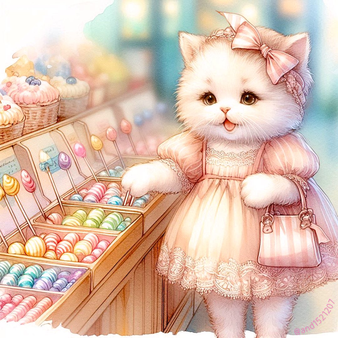 and1521207's tweet image. ここからここまで、全部頂くわ🍭🍬
何ならお店ごと買い取るわよ?😼
I offered to buy the shop. Entirely. But no, the owner clings to their sacred rule—one per customer. What an unexpectedly bold peasant.🍭
#aiart #AIイラスト #cat #猫