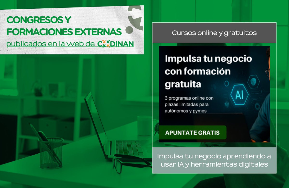 👩‍💻 Este verano, impulsa tu negocio con estas #formaciones gratuitas con acceso exclusivo a nuestros colegiados gracias al convenio entre el <a href="/cgcodn/">CGCODN</a> y <a href="/autonomosata/">Fed. Autónomos 𝗔𝗧𝗔</a>.

🟢 Cursos de Inteligencia Artificial y Transformación Digital➡️codinan.org/impulsa-tu-neg…