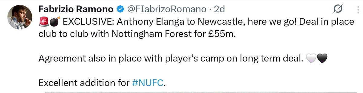 WehliyeMohamed's tweet photo. This fake Fabrizio is causing havoc during these interesting transfer windows. Real @FabrizioRomano should do something about it! https://t.co/dcpkFCtBEu