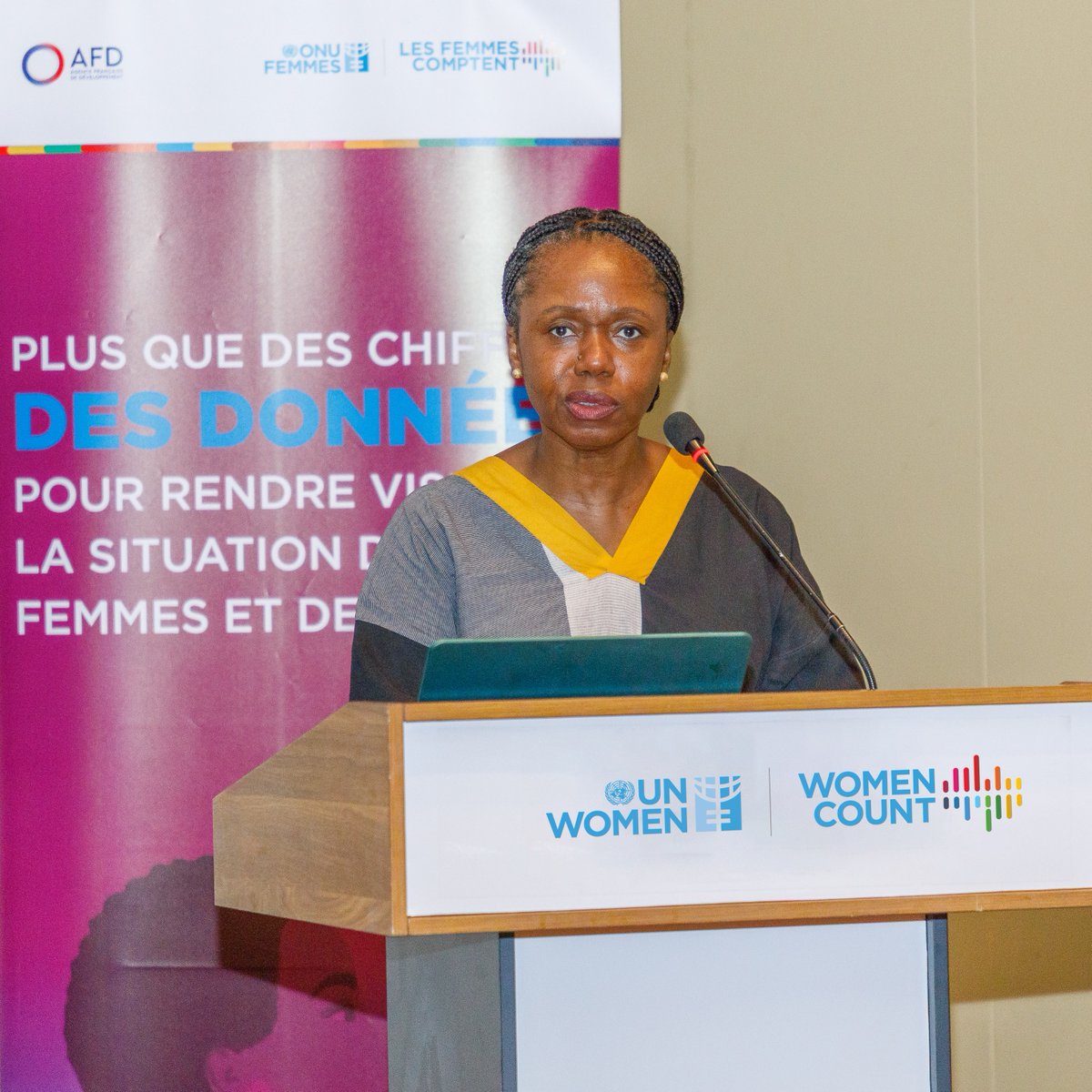 unwomenafrica's tweet photo. Au forum des observatoires du genre @MiraKamitatu Directrice régionale adjointe AOC, affirme le rôle clé des données: "La statistique est cet outil indispensable pour guider les politiques. Elle est nécessaire pour changer de cap et accélérer ensemble les actions pour l’égalité." https://t.co/j6VnCprAVi